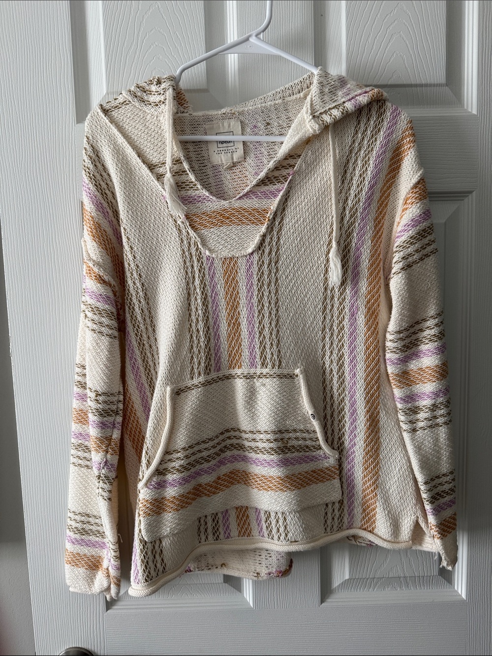 Ripcurl knit Hooded Baja Pullover - Cream with Pastel Stripes - Picture 3 of 6